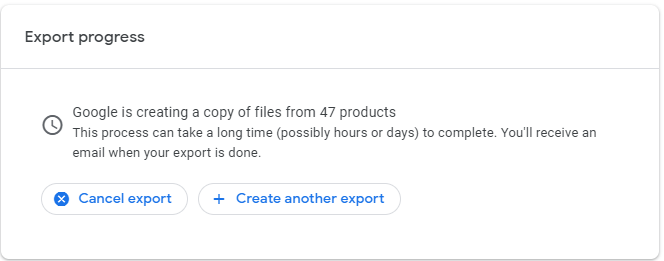 export progress google takeout