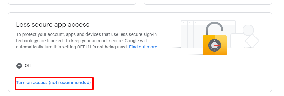 turn on access to app section gmail